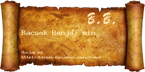 Bacsek Benjámin névjegykártya